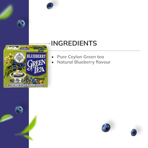Image of Mlesna Blueberry Green Tea 100g | 50 Foil-Wrapped Tea Bags | Pure Ceylon Green Tea | Rich in Antioxidant | Imported from Sri Lanka