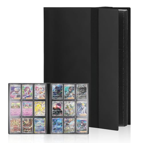 Álbum 360 Cartas con Correas Elásticas, Apertura Lateral Segura y Protección Antiarañazos para Pokémon/Yu-Gi-Oh!, Almacenamiento Duradero en Material PP