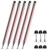 Bopomofo Stylus (5 Pcs), 2-in-1 Stylus Pen for Touchscreen, High Precision and Sensitivity, Suitable for iPhone/ipad/Android Tablets, Compatible with All Touch Screens,Rose Gold