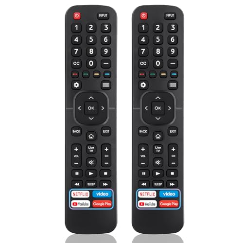 OMAIC Pack of 2 Universal Remote for All Hisense TV, Replacement Control EN2A27 With Netflix, Prime Video, YouTube, Google Play Buttons