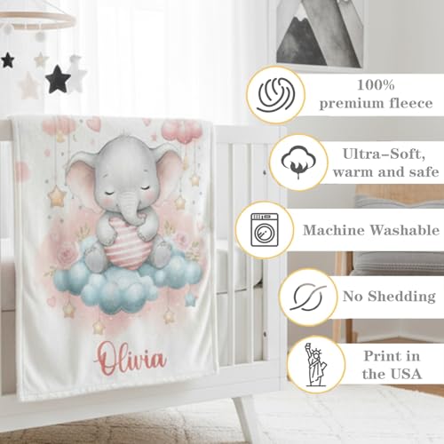 Image of Personalized Baby Blanket for Boys Girls, Custom Name Blanket with Name, Printed in USA, Soft Blankets for Newborn, Customized Gifts for Baby Shower Birthday Christmas, Ship Next Day