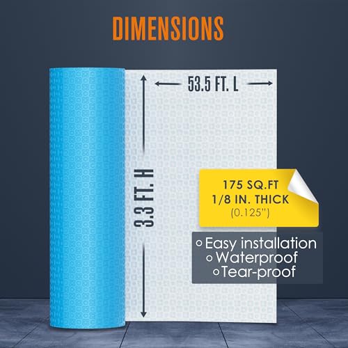 Image of Uncoupling Membrane, Tile Underlayment, Floor, 3.3 ft x 53.5 ft / 175 Sq Ft