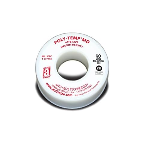 ANTI-SEIZE TECHNOLOGY 16035 White PTFE Poly-Temp Medium Density Tape, 520" Length, 0.5" Width (Pack of 5) Cover