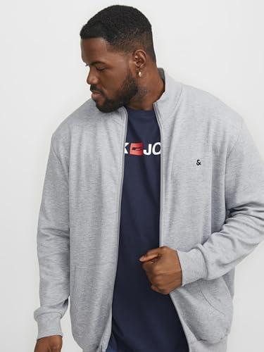 JACK & JONES Paulos Sweat Zip PLS Sudadera, Gris Claro, 5XL para Hombre