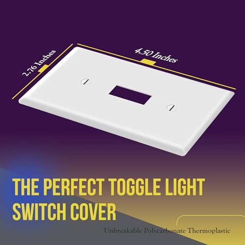Image of ENERLITES Light Switch Cover Plate, Toggle Wall Plate Cover, Size 1-Gang 4.50 inch x 2.76 inch, Unbreakable Polycarbonate Thermoplastic, 8811-W-5PCS, White (5 Pack)