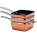 Copper Chef Stack-able Black Diamond 5-piece Non-Stick Fry Pan Set, 9.5 Inch grill pan, 9.5 Inch griddle pan, 4.5 Quart saucepan Recipes Cookbook Included