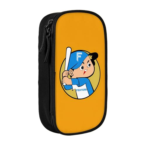 北海道日本ハムファイターズ ペンケース 筆箱 筆入れ 大容量 文具収納 ペン袋 男の子 女の子 社会人 小学生 中学生 高校生用 入学祝い Black