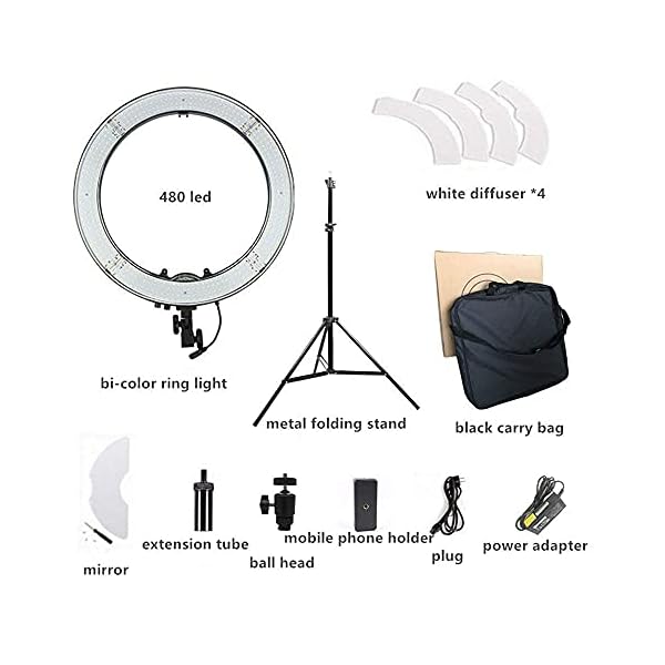 FACAZ LED-Ringlicht-Kit 18 Zoll Led-Ring Fülllicht Handlicher Selfie-Ständer Füuml;lllicht Led-Matrix Einstellbare… – Bild 6