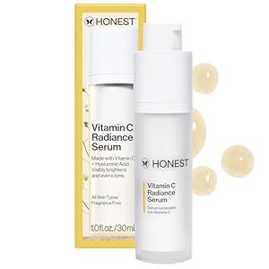 Honest Beauty Vitamin C Radiance Serum | Improves + Brightens Skin Tone and Complexion | Gentle for Sensitive Skin, Fragrance Free, Vegan | 1 fl oz