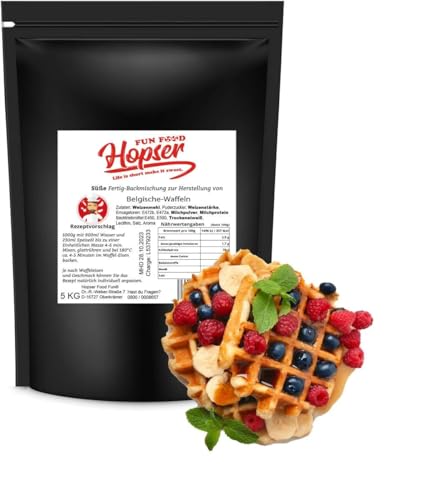 Premium Belgische Waffeln Teig Backmischung 5 Kg wiederverschließbar Original für ca 120 Waffeln