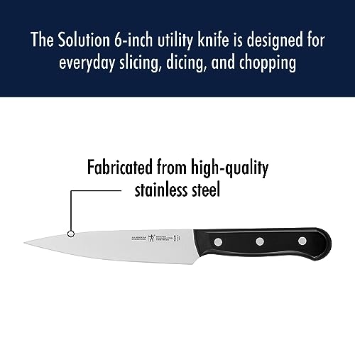 Image of HENCKELS Solution Razor-Sharp 6-inch Utility Knife, Tomato Knife, German Engineered Informed by 100+ Years of Mastery, Black /Stainless Steel