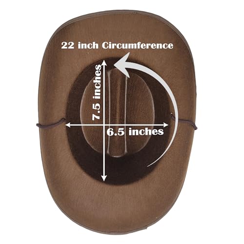 Image of The Dreidel Company Cowboy Felt Western Hat, 22 inch Circumference Dress Up Costume Clothes for Kids, Pretend Play, Party Favors