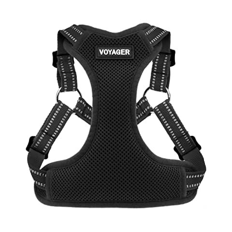 Best Pet Supplies Voyager Adjustable Dog Harness with Reflective Stripes for Walking, Jogging, Heavy-Duty Full Body No Pull Vest with Leash D-Ring, Breathable All-Weather - Harness (Black), M Cover