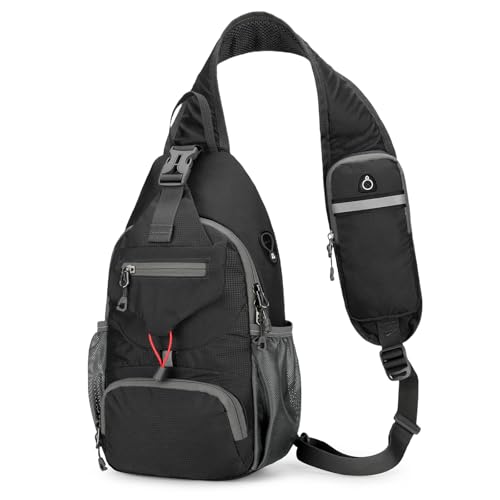 Aucuu Sac de Poitrine, Sacoche Homme Bandouliere avec Port pour Écouteurs, Sac à Dos Petit pour...