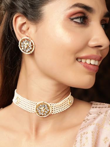 Image of Rubans Choker Necklace Set Traditional Stylish Jewellery Gift for Women & Girls