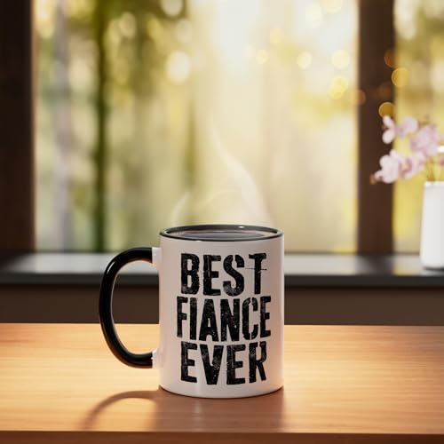 Taza de Cerámica Best Fiance Ever 11 Onzas Negro/Blanco miniatura 3