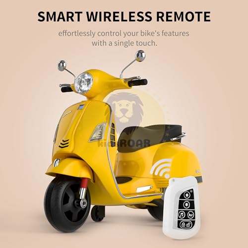 Image of KidsROAR 12V Electric Bike for Kids with Remote Control, Battery Operated Scooter Bike for Boys & Girls, Wide Seat, Music & Lights, Safe Ride-On for 2-6 Years, Manual & Remote Control (Mango)