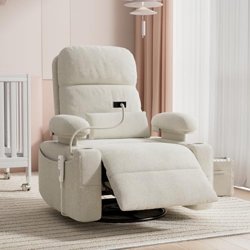 10 Best Rocking Chair for Breastfeeding: Comfort Meets Style and Functionality 9 MAMAZING Oversized Electric Nursery Rocking Chair with Adjustable Armrests, Power Recliner Glider Nursing Chair for Breastfeeding, USB & Type-C Ports, Phone Holder, Oeko-TEX & FSC Certified(Beige)