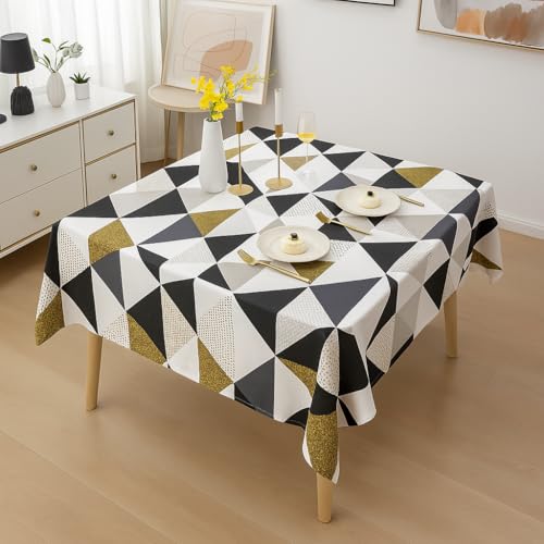 Image of Styleys Dining Table Cover Waterproof with for Kitchen Dining Table Cloth Dust and Oil Repellent (140x220, 1 Table Cover Only, Classic Beige, CTSD3181)