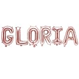 laminas de oro comestible precio Rosa Oro Balón Lámina Mylar Rosa Oro Escritura Nombre Gloria 35CM