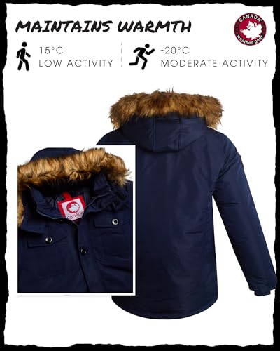 Image of CANADA WEATHER GEAR Mens Parka Jacket - Heavyweight Insulated Water Resistant Winter Coat for Men with Faux Fur Hood