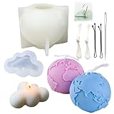 Nimozekd Earth Round Globe Silicone Mold,Cloud Candle Mold for Soap Chocolate Making Mould Form Myst