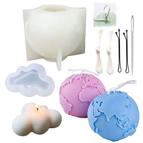 Nimozekd Earth Round Globe Silicone Mold,Cloud Candle Mold For Soap Chocolate Making Mould Form Mystic Small Business Gift Idea Birthday Planet Universe Planets #TOP1