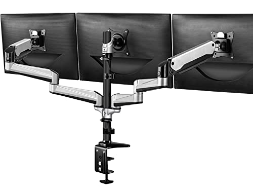 HUANUO ブランド トリプルモニターマウント 13 ~ 32 インチ画面、高さ調整可能なモニターアーム、ガススプリングモニターホルダー、耐荷重 8kg