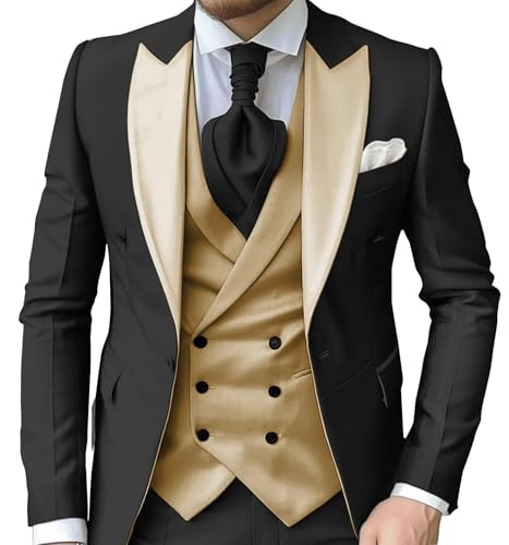 Men's 3 Piece Slim Fit Suit Contrast Color Wedding Prom Tuxedo Suit for Men Formal Business Elegant Suits HRX09
