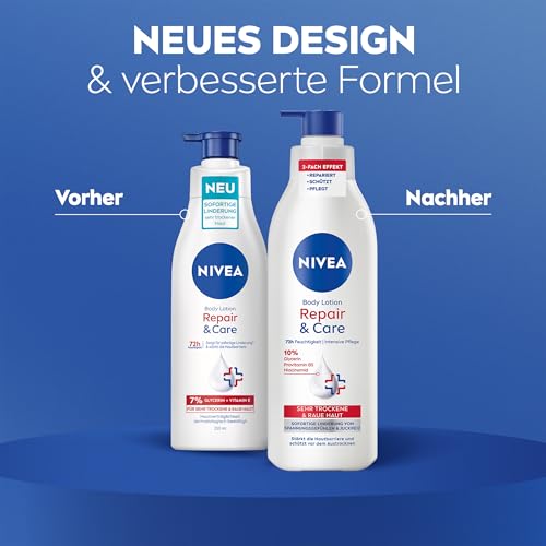 NIVEA Body Lotion Repair & Care, Körpercreme für sehr trockene Haut & zur Linderung von Spannungsgefühlen, Körperlotion mit Glycerin, Niacinamid & Provitamin B5t (250 ml) – Bild 4