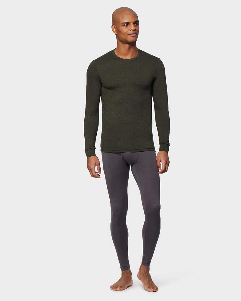32 Degrees Heat Mens Performance Thermal Baselayer Crewneck Long Sleeve Top, Rain Forest Heather, XX-Large