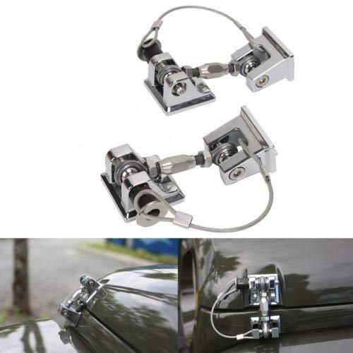 2Pcs Aluminum Hood Catch Lock Bracket Latch Buckle Holder for 07-17 Jeep Wrangler JK & Unlimited (Silver)