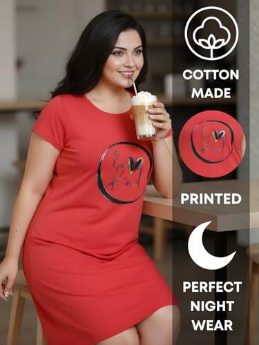 Image of White Moon Cotton Printed Nighty for Women's | Night Gown | Printed Nighty for Girls | Nightdress | Nighty for Women | Sleepwear | Ladies Nighty | Nighties | Premium Soft Cotton Nighty Women