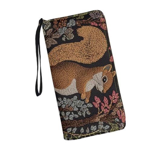 Trendy Funny Women Wallet with Wrist Strap Squirrel Wallet for Women Travel Portable Wristlet Long Purse with Zipper Pu Leather Credit Card Holder for Ladies3