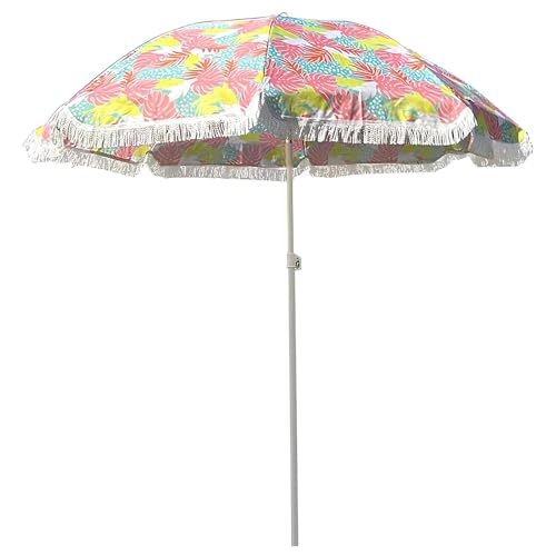 Parasol de jardin anti-UV inclinable de 180 cm avec toile protectrice à franges