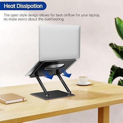 BESIGN LS10 Laptop Stand for Desk, Ergonomic Adjustable Notebook Tablet Stand, Foldable Laptop Riser, Portable Desktop Book Stands, Computer Holder Compatible with 10-14 Laptops, Black