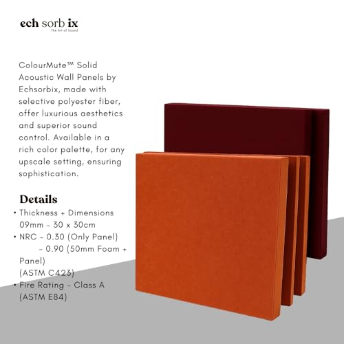 Image of MMT Acoustix Premium Felt Acoustic Panels for Offices, Bedrooms & Studios | Sustainable PET Felt Panels for Echo Reduction & Sound Absorption | 1x1 Ft, 9mm Thick | Sienna Exceptional - Pack of 16