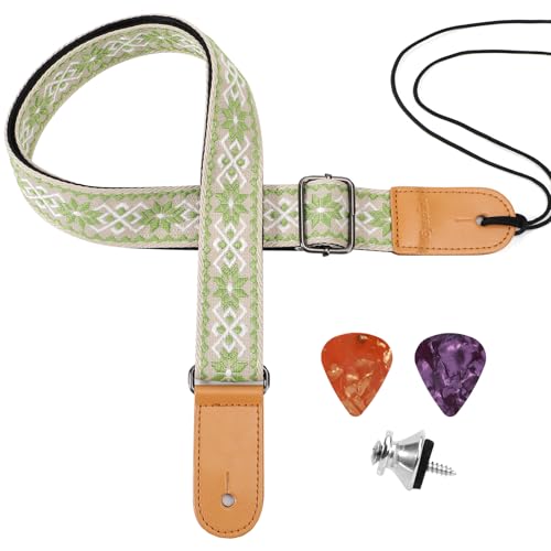 Eyeshot - Correa para ukelele hawaiano, jacquard verde, para ukelele de color verde fresco, adecuado para...