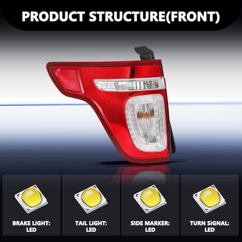 Image of Aosky LED Tail Light Assembly Compatible with 2011-2015 Ford Exlporer Rear Taillight Brake Signal Lamp with Bulbs LH (Left Driver Side)