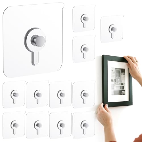GCXIXPY 12 Pcs Picture Hangers without Nails, 30 Ibs Load