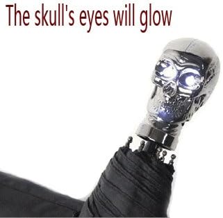 Creative personality skulls handle umbrella great for rainny day (LED silver handle)