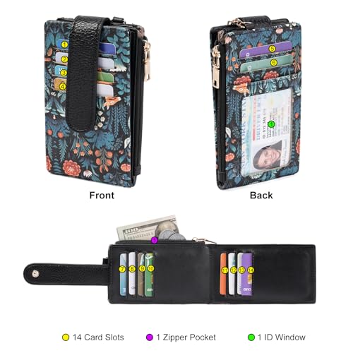 Image of GOIACII RFID Slim Card Holder Wallet with ID Window Thin Bifold Wallet for Womens Zipper Coin Pocket Little Deer Print