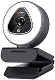 Streaming Webcam with Ring Light - 1080P Autofocus Computer Camera with Microphone Adjustable Brightness Digital Zoom Webcams for Xbox Twitch Gaming USB PC Web Camera for PC Laptop Desktop