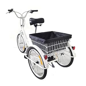 KumuJ Driewieler voor volwassenen, 41 – 61 cm, seniorenfiets met 3 wielen en 8 versnellingen, fiets met boodschappenmand, fiets met fietsmand voor volwassenen, senioren en vrouwen, in hoogte