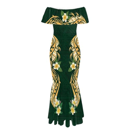 Image of Polynesian for Women S-7XL Off Shoulder Maxi Dress Hawaiian Summer Dresses