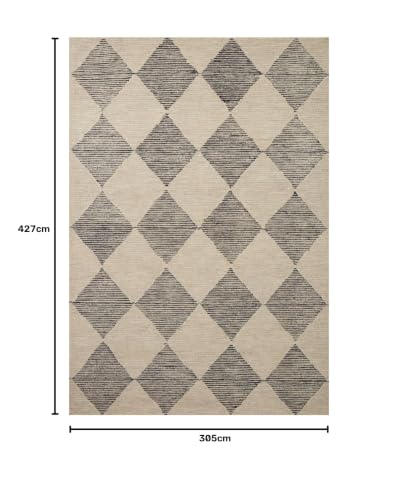 Image of Spectrum Pattern Wool Carpet with Loop Texture Yarn Anti Shedding Carpet Size 10x14 Feet A0 Beige & Brown Color