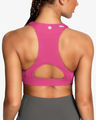 Image of QUEENIEKE BareFlow Women's Sports Bras with Phone Pocket Medium Impact Padded Racerback Workout Gym Crop Top Running Yoga Bra