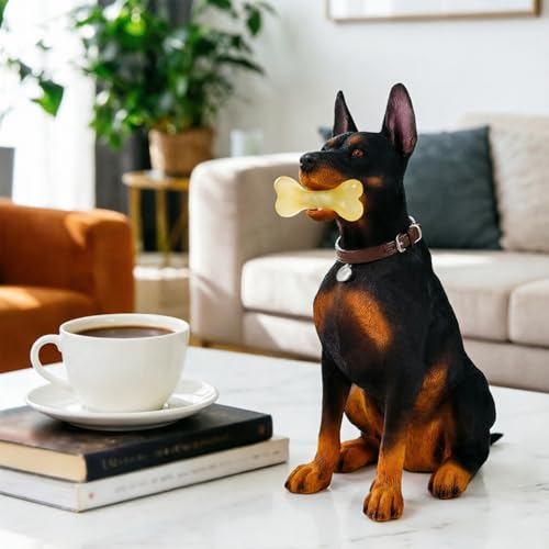 Estatua de Doberman para interior en resina miniatura 6