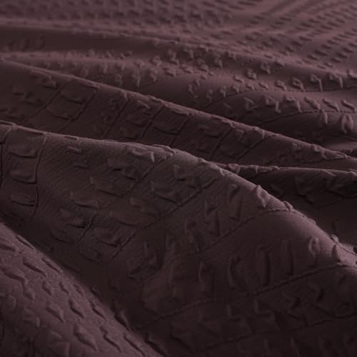 Image of Geniospin Full Size Comforter Set - 7 Pieces Purple Bedding Set, Botanical Textured Comforter Set, All Season Comfortable Bed in a Bag with Comforter, Sheets, Pillowcases & Shams