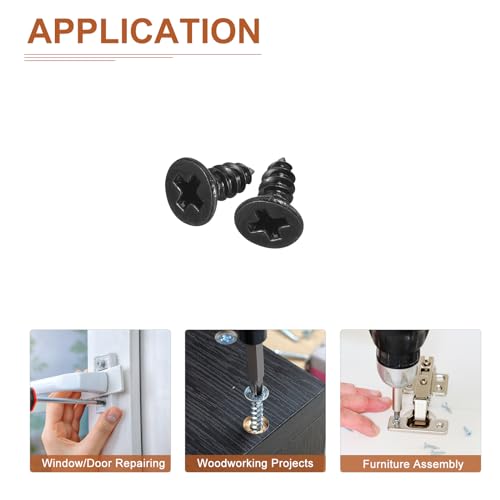 Image of DTGN 100Pcs 4 inch x1 /4 inch Flat Head Wood Screws, Self Tapping Screws Black